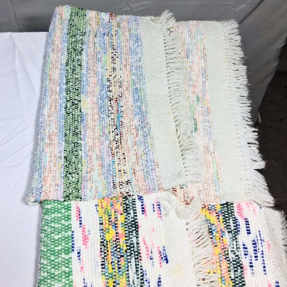 Set Of 4 Cottagecore Cotton Handwoven 12" X 18" Vintage Frilly Placemats - Picture 4 of 12